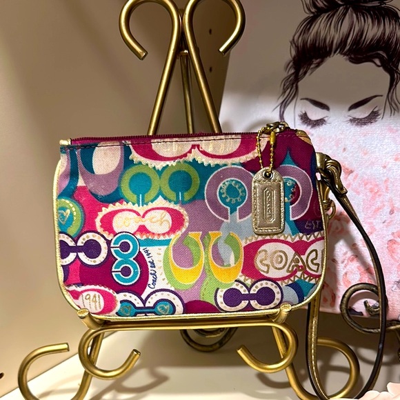 Coach Vintage Colorful Poppy Wristlet EUC - Picture 3 of 7